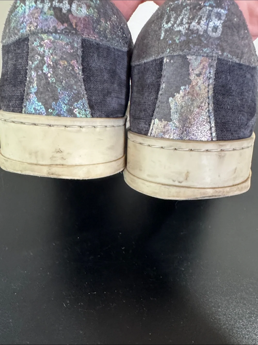 P448 Suede & Polka Dot Low-Top Sneakers in Black, Gray & Lavender